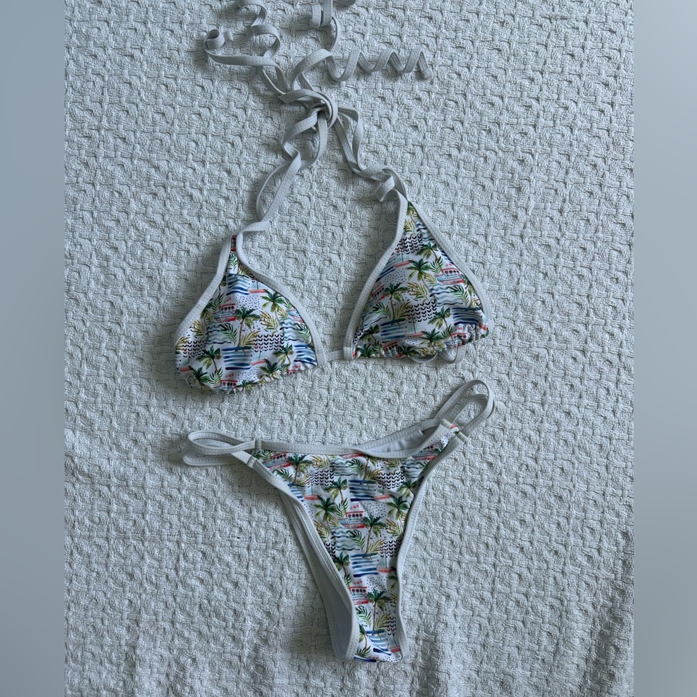 Tropical Print Bikini Set